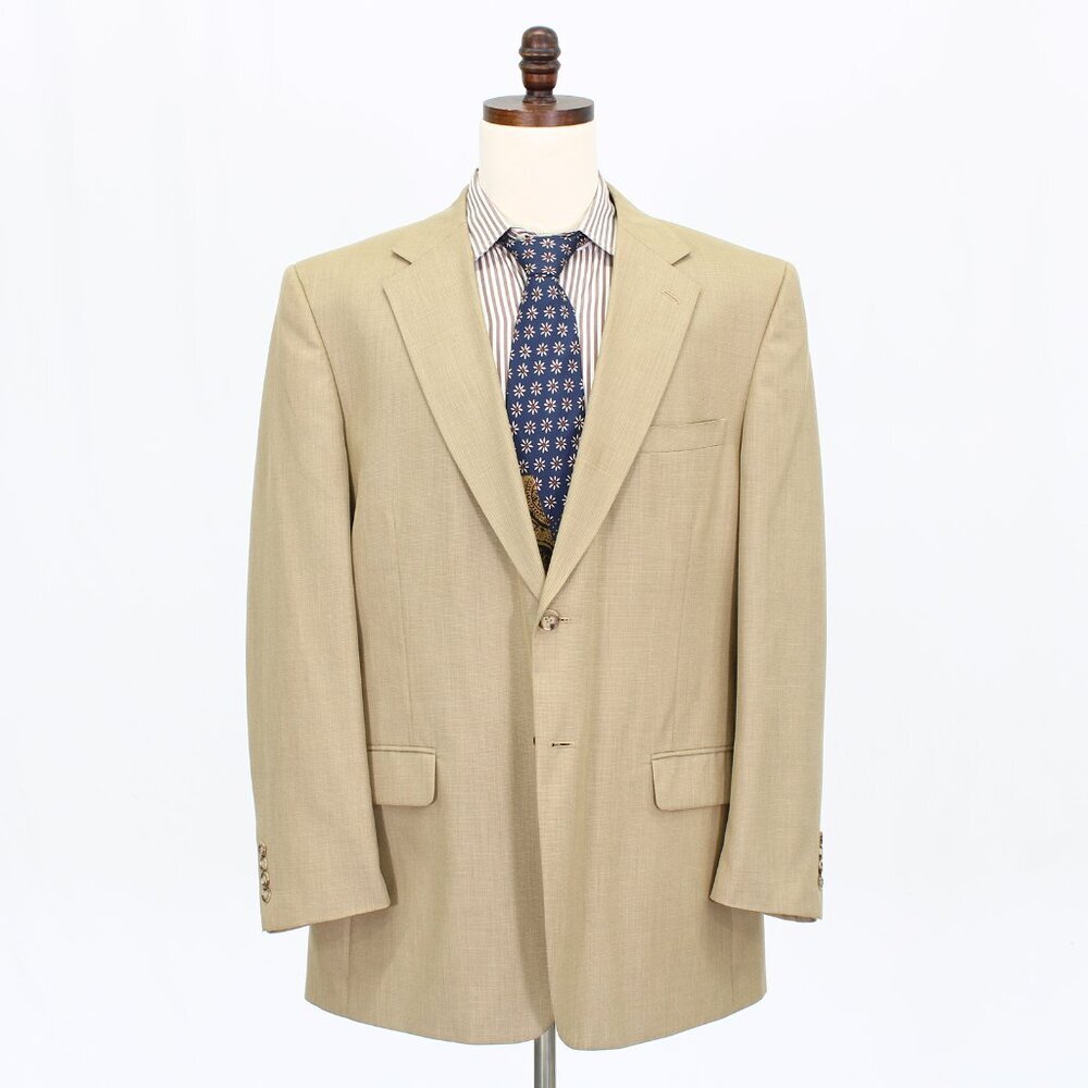 Statements 46L Beige Solid 2-Button Sport Coat Blazer Jacket G556